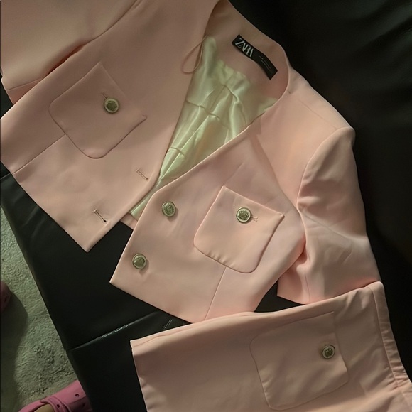 Zara Women's Light Pink Suit Jacket - Picture 1 of 5